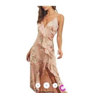 Dress forum Pink Floral Romantic Ruffle Wrap Maxi Dress Garden PartyStyle. SZ- S